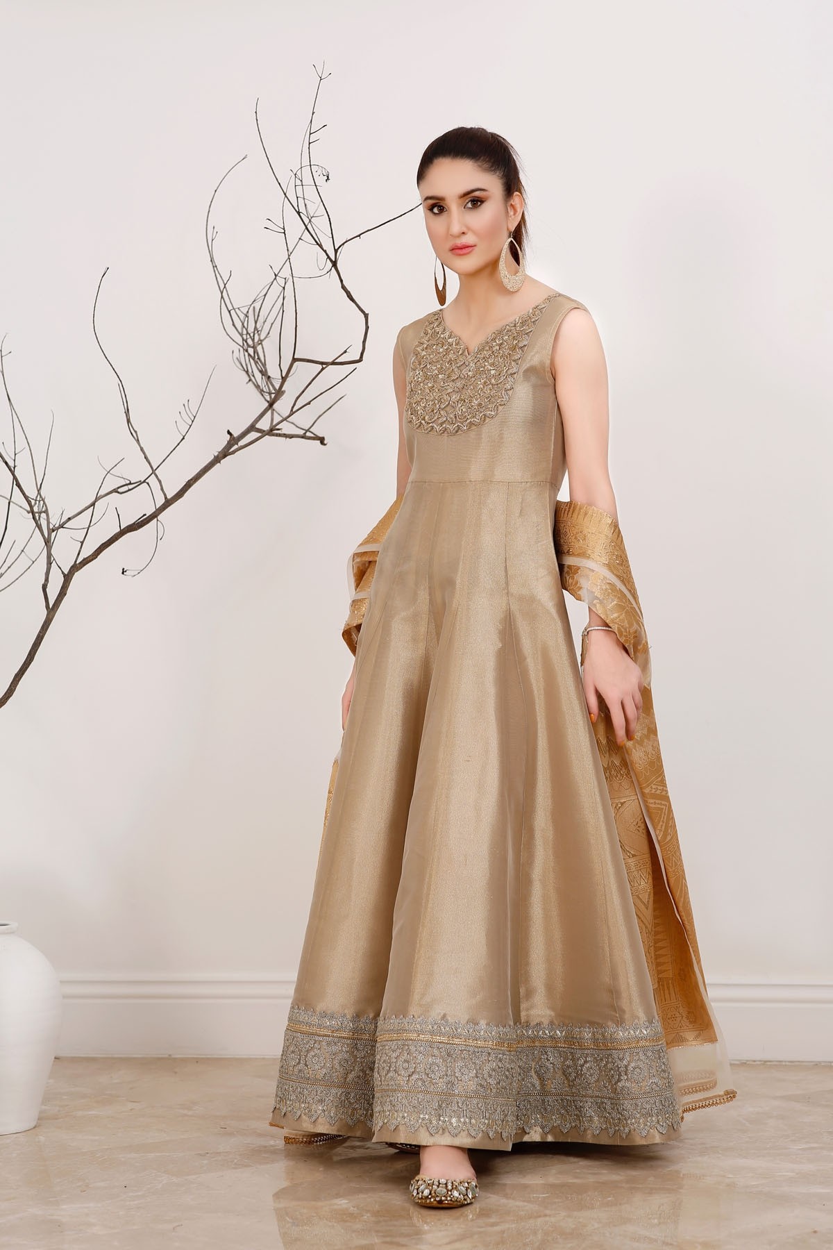 Gold Tissue 2pc Formal Gown