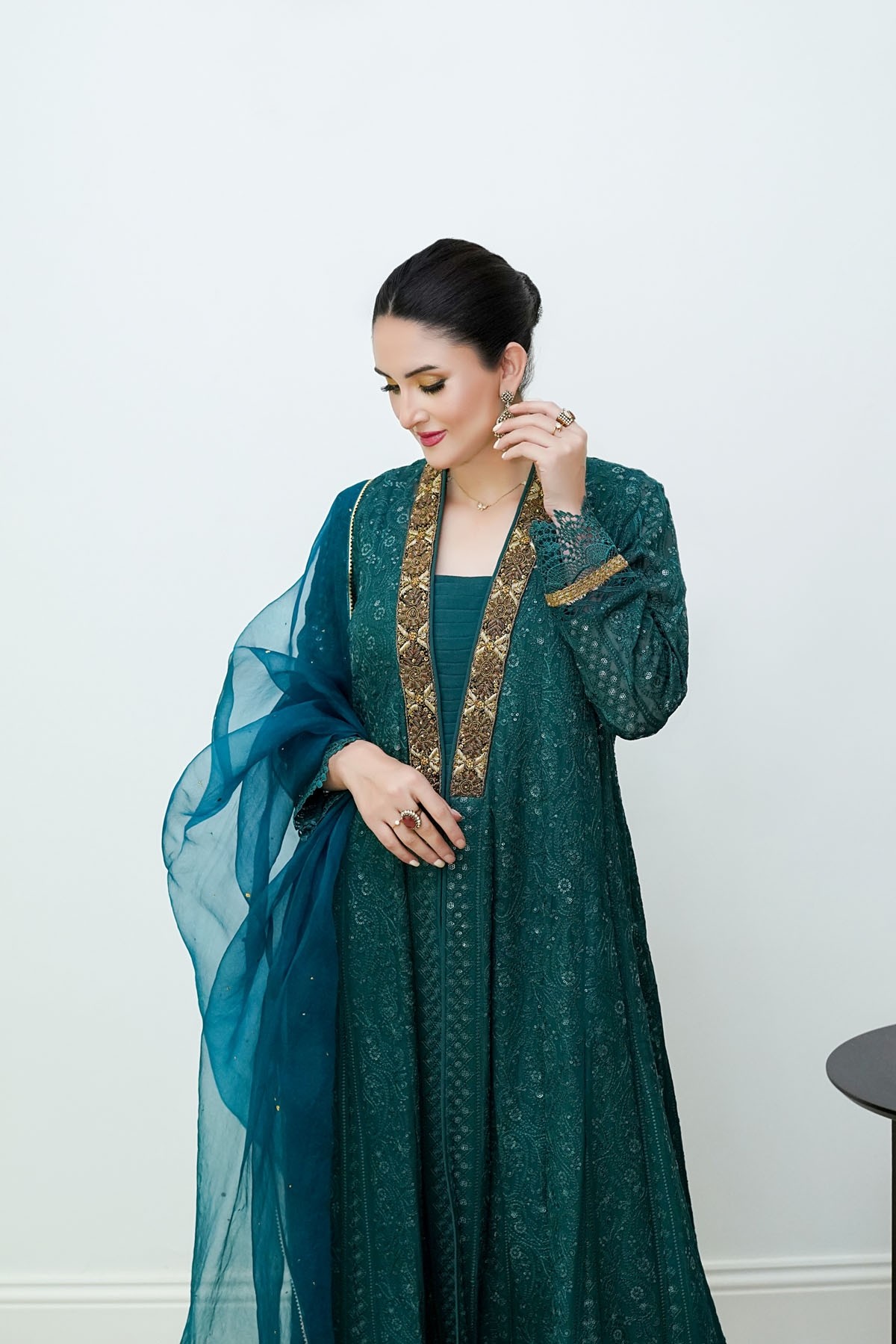 chicken karahi dress design Fashion trends | White chicken Kari dress Chicken kari Embroidered frock. . Without inner. . White Plain trouser. . 2pc & 3pc stitched dress (Frock