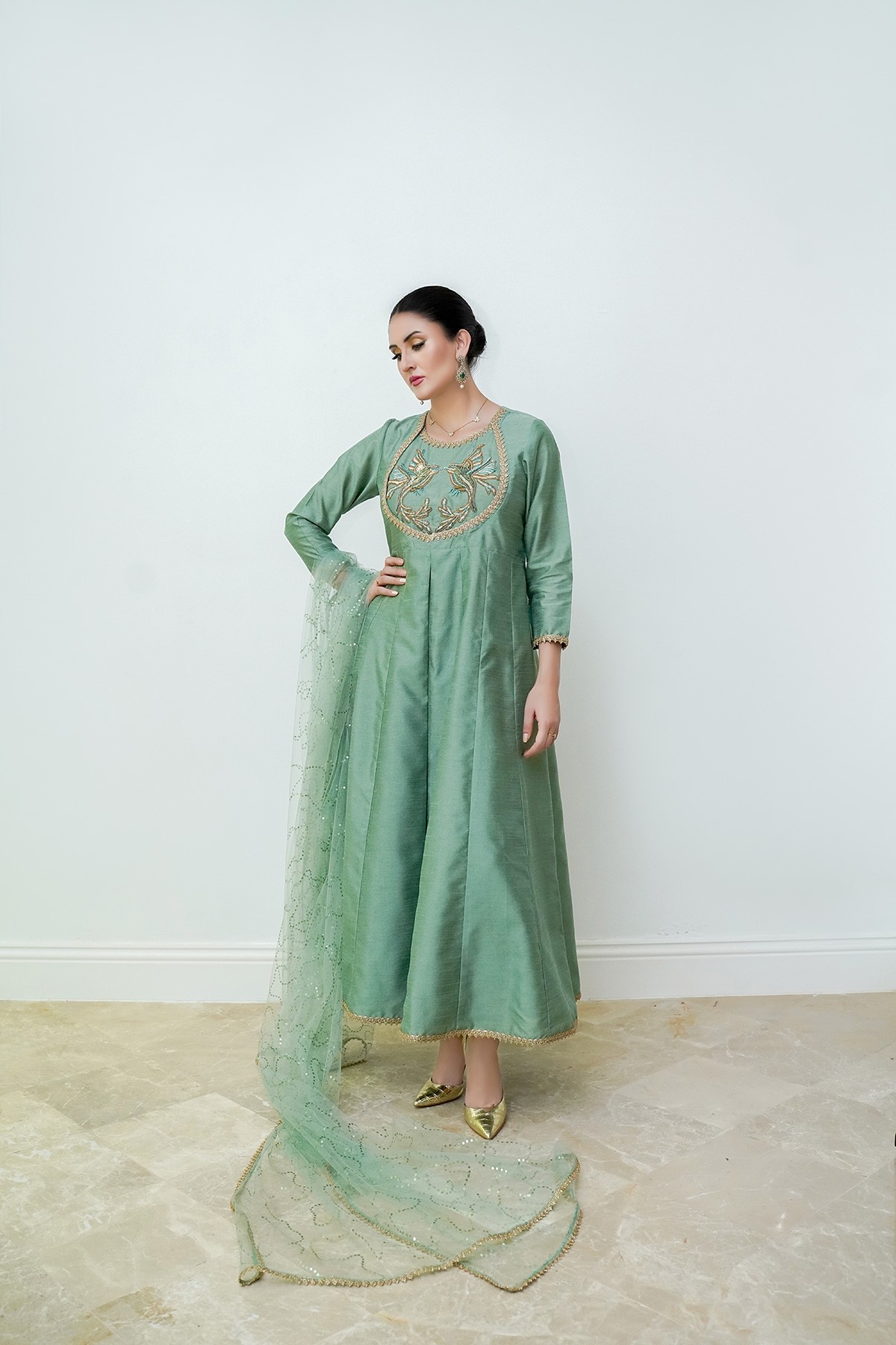 Mint Green Raw Silk 2pc Formal Suit