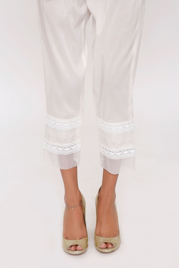 White Cotton 1pc Straight Pants