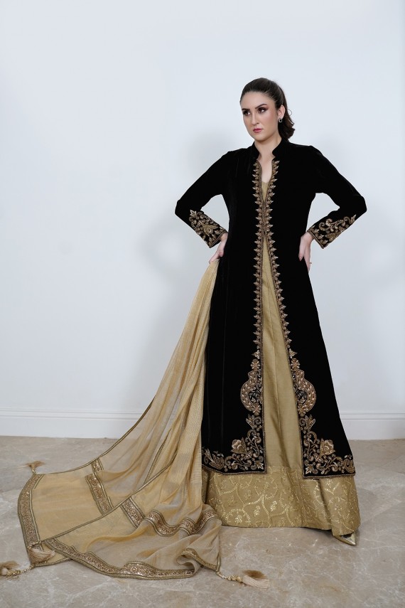 Black Velvet 3pc Formal Gown