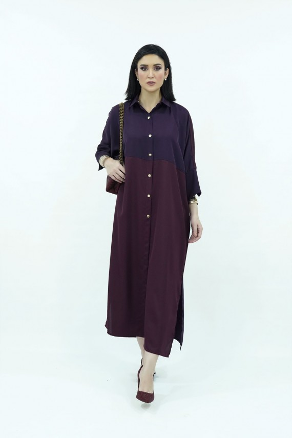 Purple and plum 2pc crepe silk suit. 