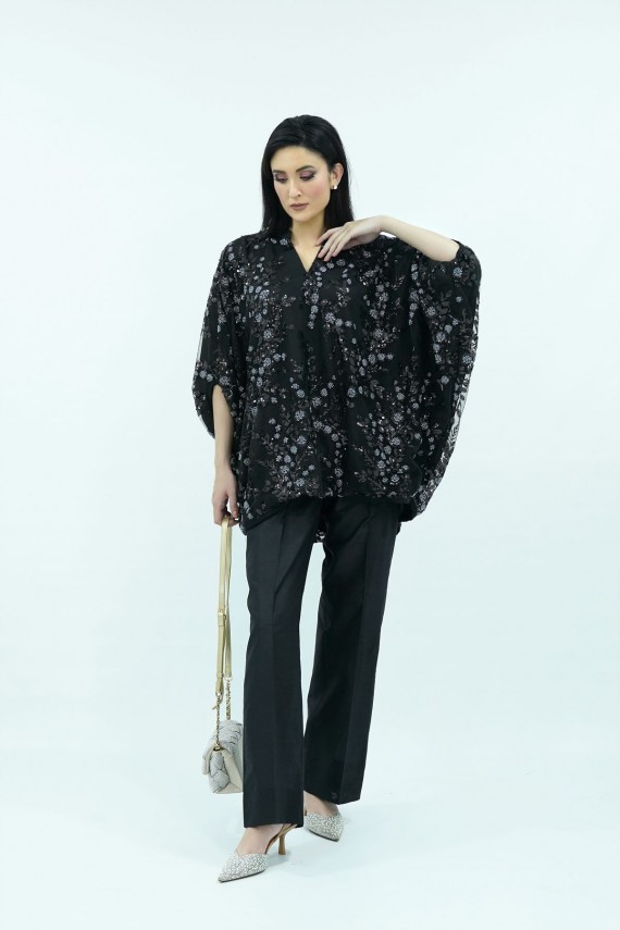 Black sequence net 2pc suit. 