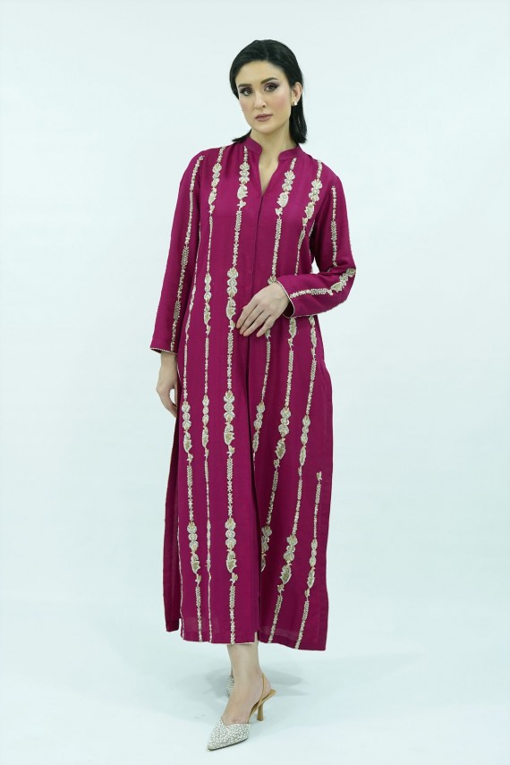 Pink 2pc raw silk formal suit.