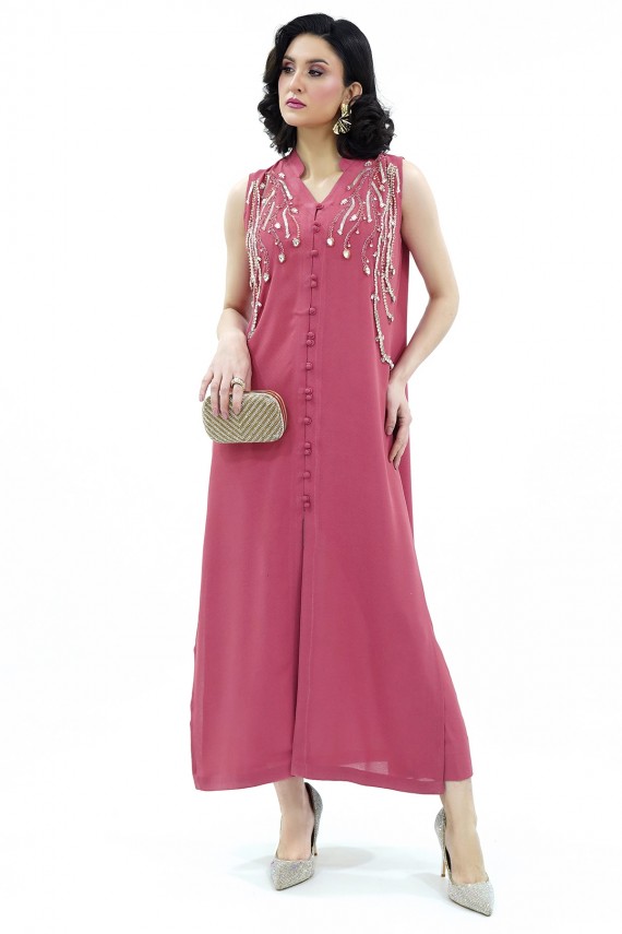 Pink crepe 2pc suit. 