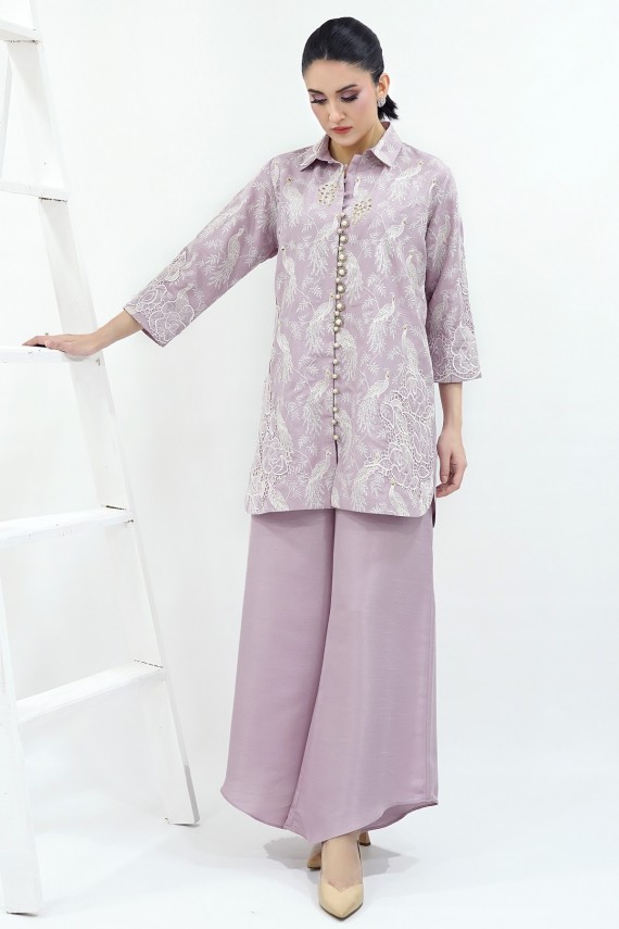 Pink raw silk 2pc suit. 