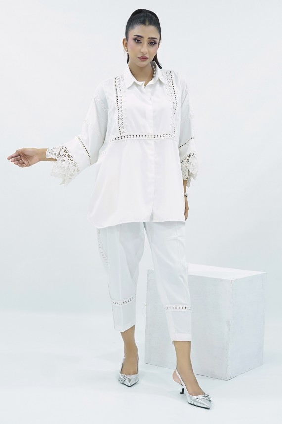 White cotton 2pc coord set. 