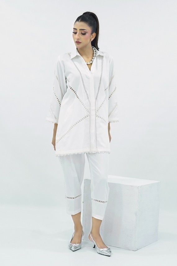 White cotton 2pc coord set. 