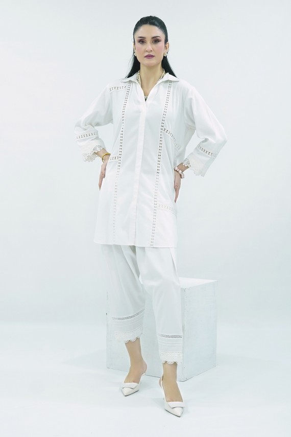 White cotton 2pc coord set. 