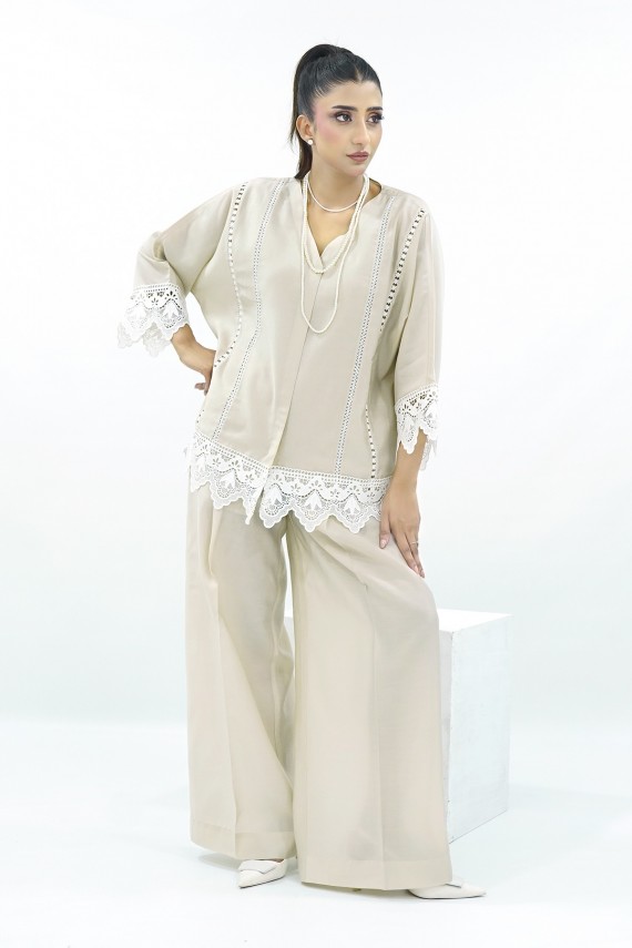 Beige cotton 2pc coord set. 