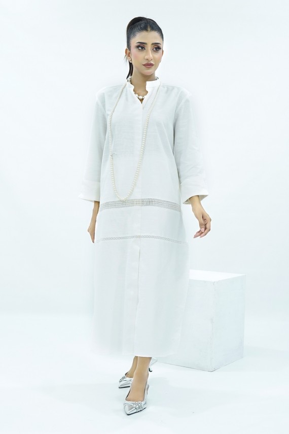White cotton 2pc suit. 