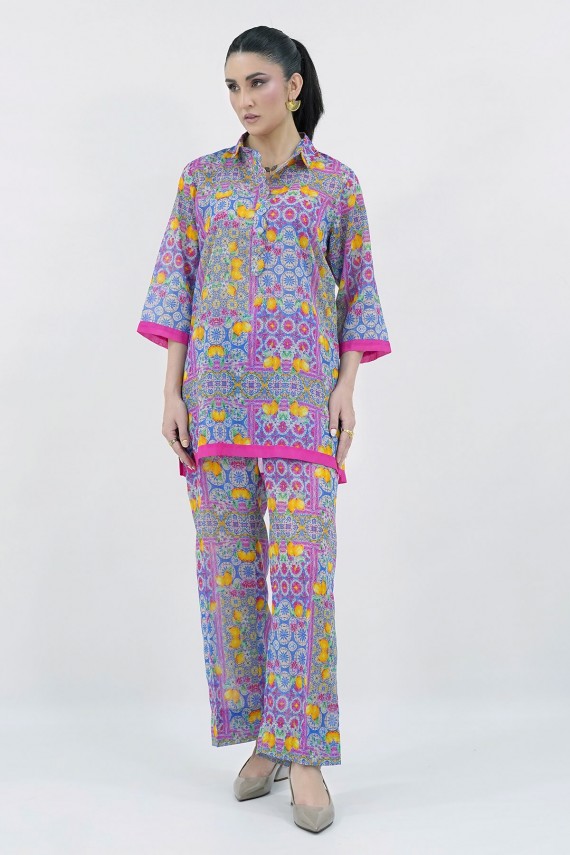 Pink cotton silk 2pc coord set. 