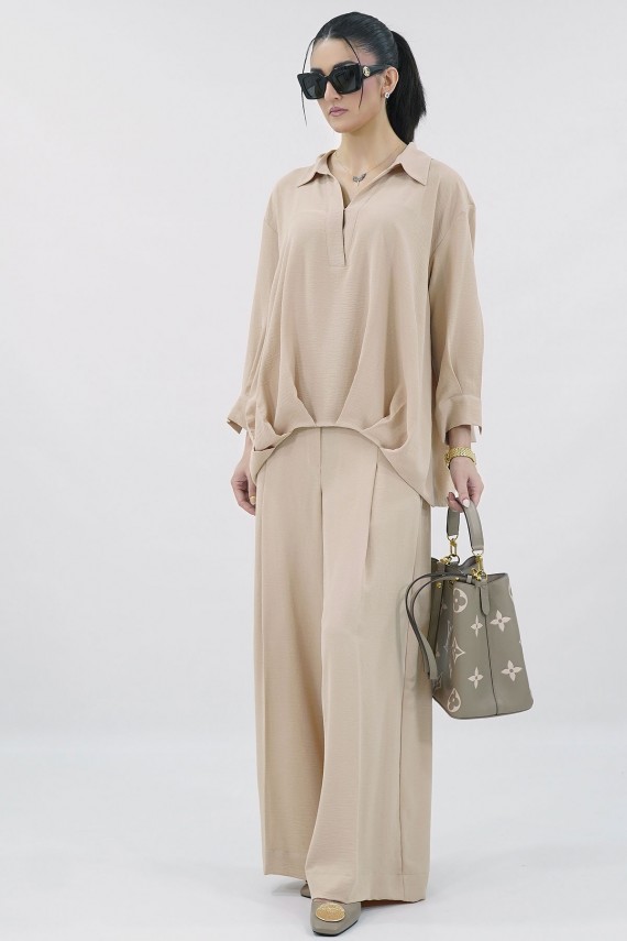 Peach crepe 2pc coord set. 