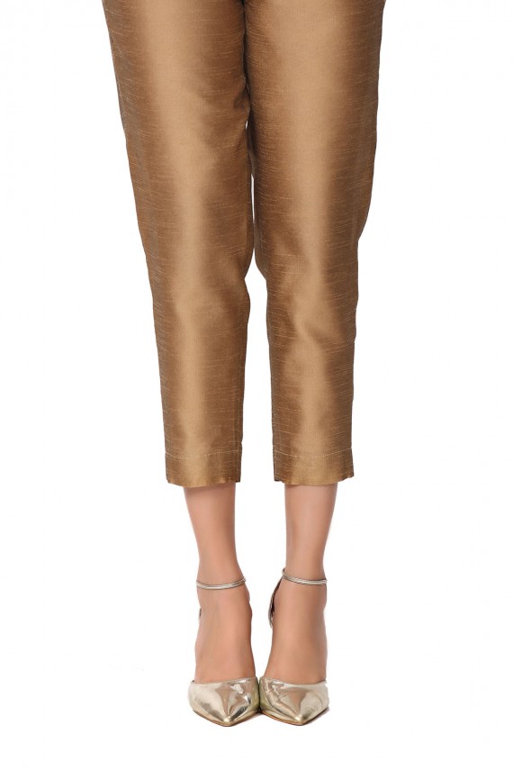 Gold Raw Silk 1pc Straight Pant 